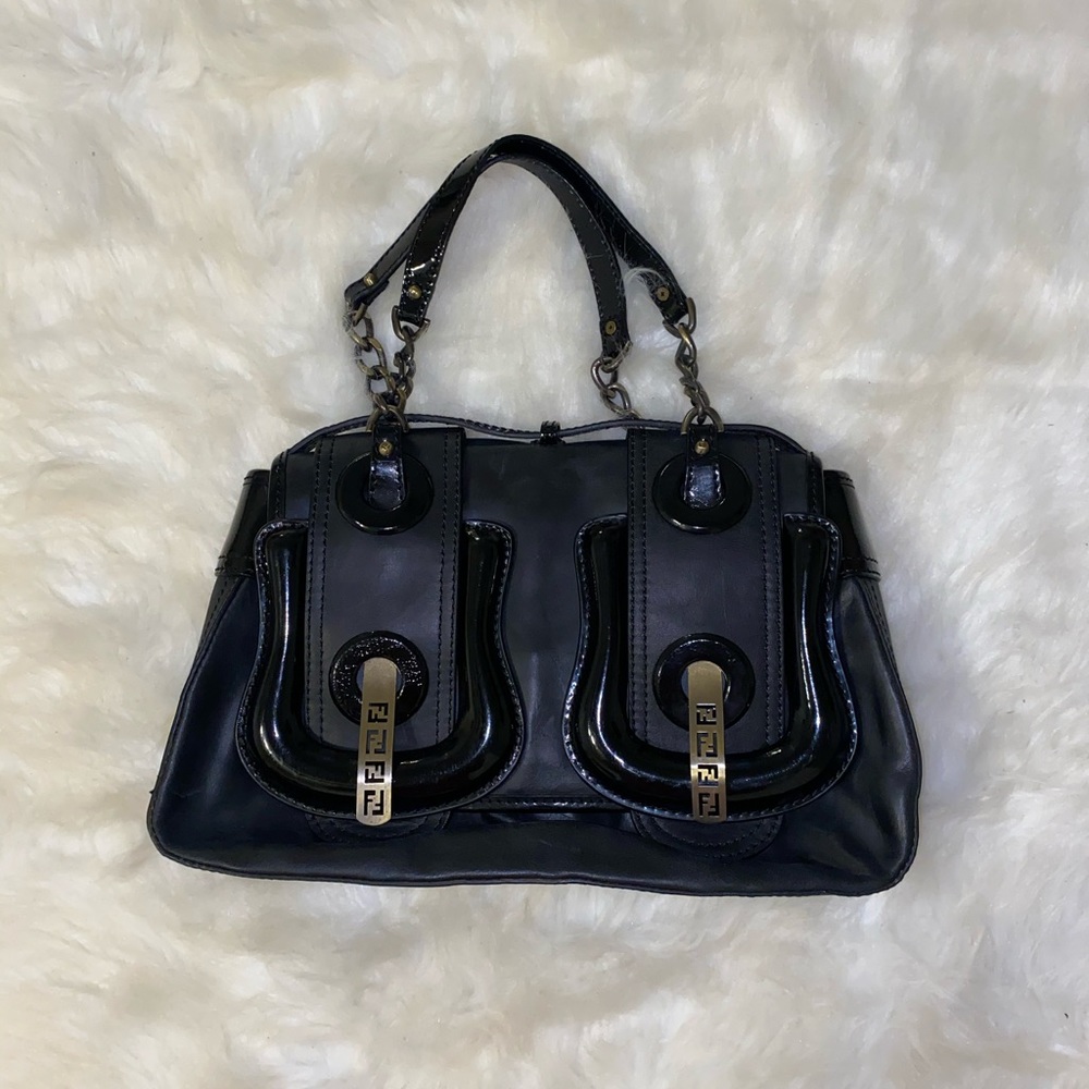 Fendi black leather B Bag